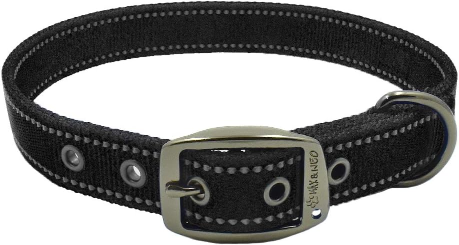 Max and Neo MAX Reflective Metal Buckle Dog Collar - We Donate a Collar to a Dog Rescue for Every Collar Sold