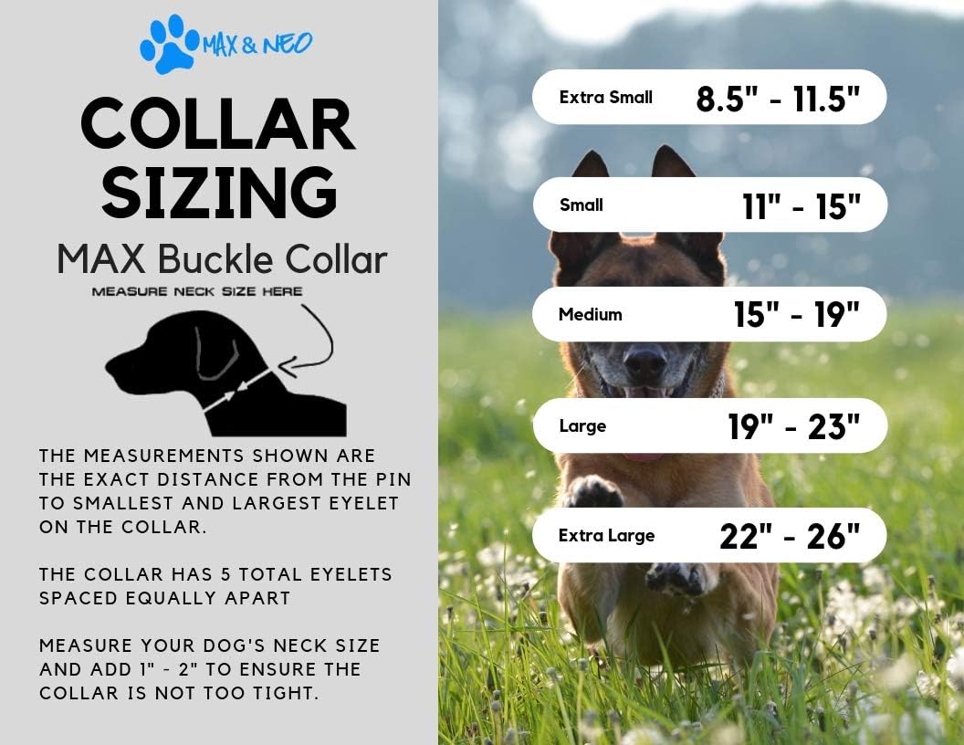 Max and Neo MAX Reflective Metal Buckle Dog Collar - We Donate a Collar to a Dog Rescue for Every Collar Sold (X-Large, RED)