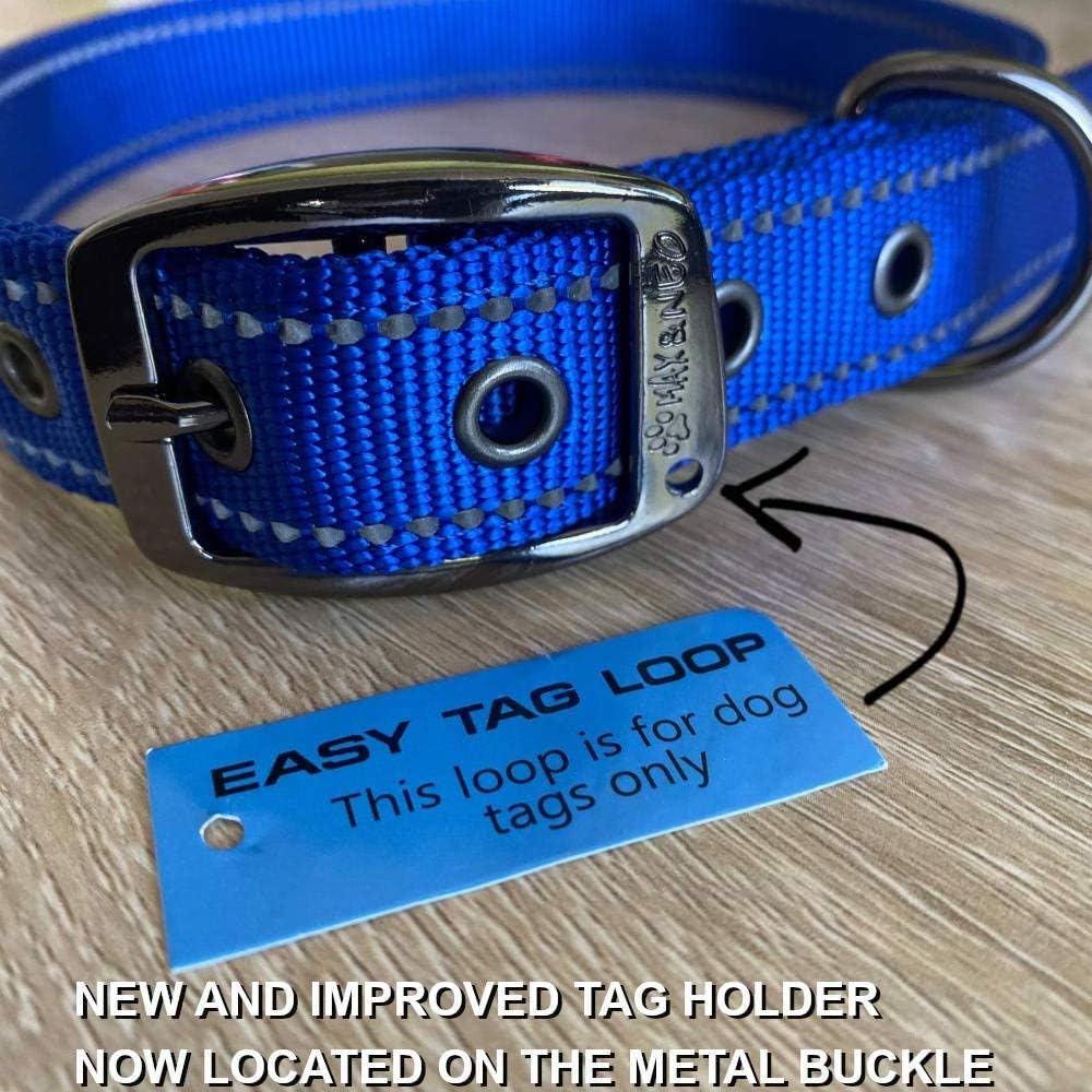 Max and Neo MAX Reflective Metal Buckle Dog Collar - We Donate a Collar to a Dog Rescue for Every Collar Sold (Large, Black)