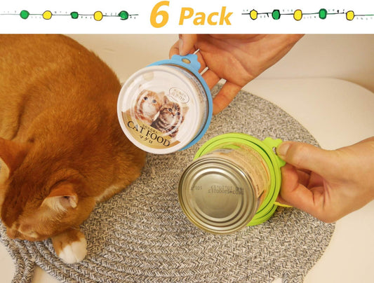 Comtim Pet Can Covers/6 Pack Silicone Dog Cat Food Can Lids/Universal Size Fit Most Standard Size Cans