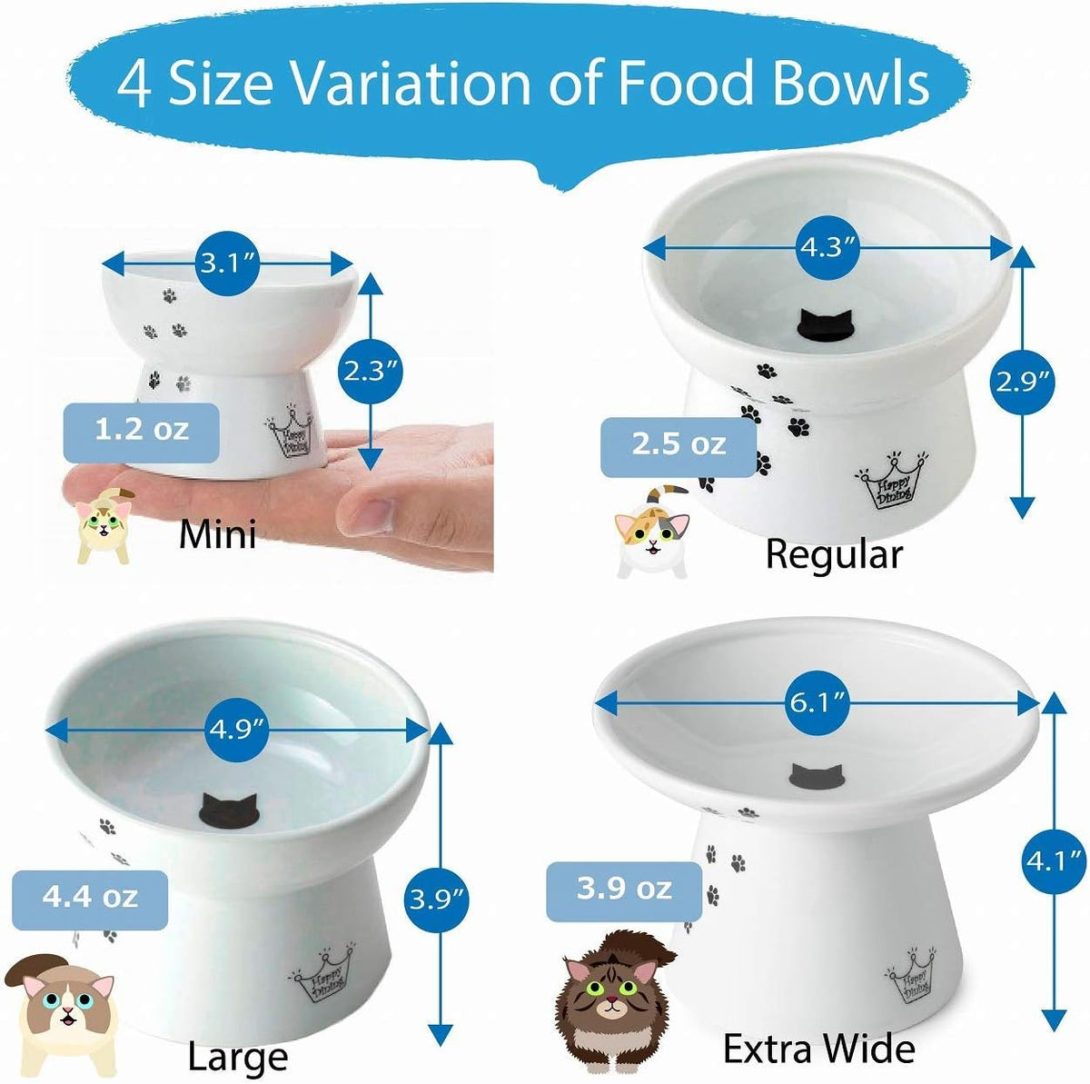 Necoichi Raised Stress Free Cat Food Bowl, Elevated, Backflow Prevention, Dishwasher and Microwave Safe (Cupcake, Regular)