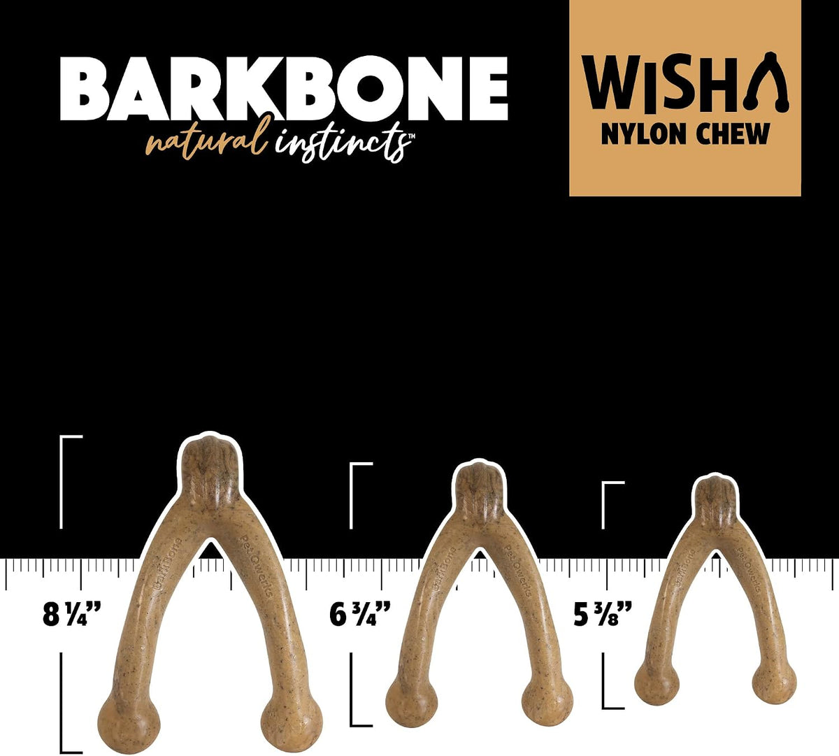 Pet Qwerks Wishbone BarkBone - Nylon Chew Toy for Aggressive Chewers - Bacon Flavor - 5.38"