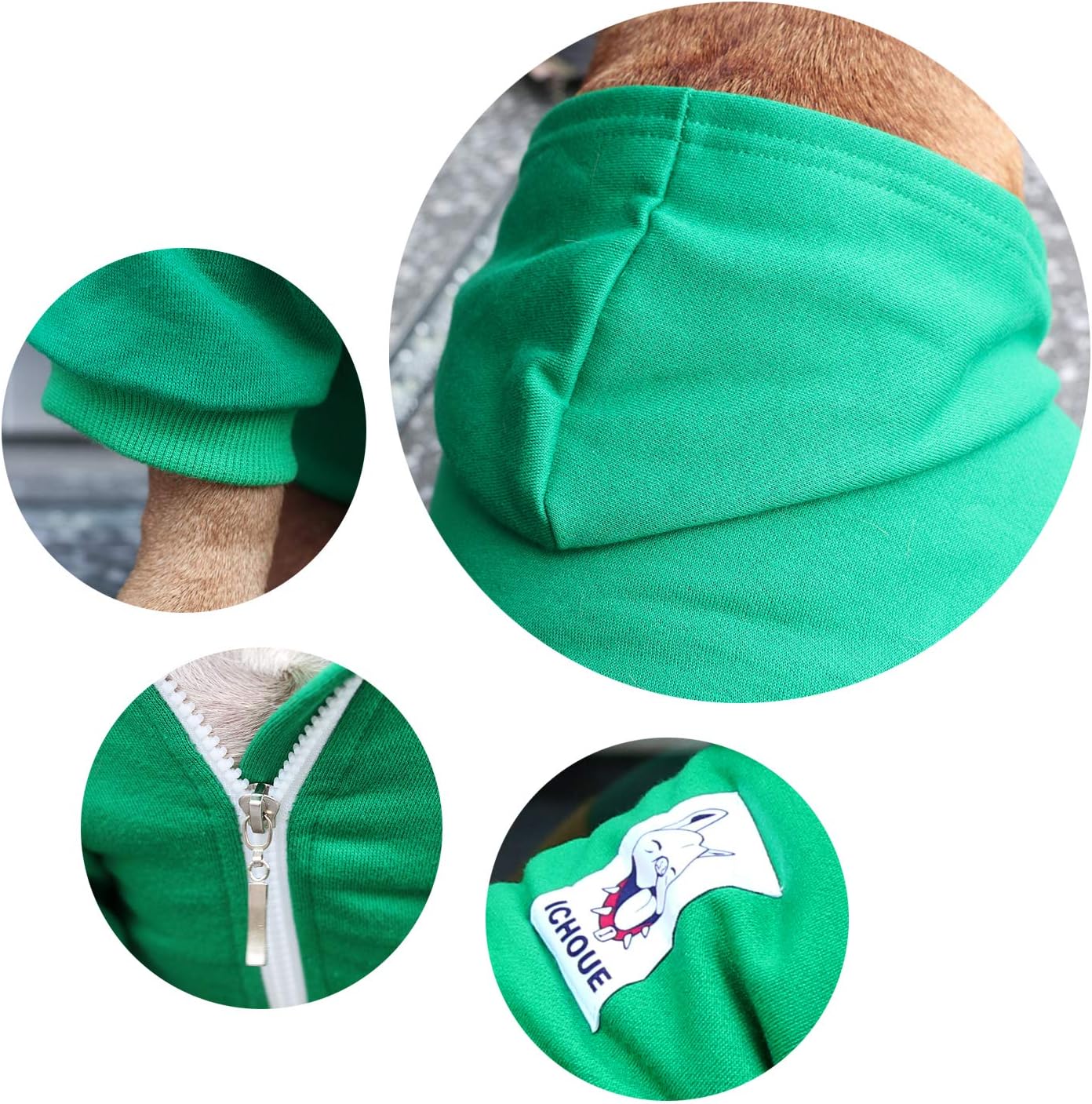 iChoue Pug Clothes Hoodies for Dogs Puppy French Bulldog Frenchie English Boston Terrier Bully Pitbull Sweatshirt Sweater Clothing Cold Weather Winter Coats - Green/Small