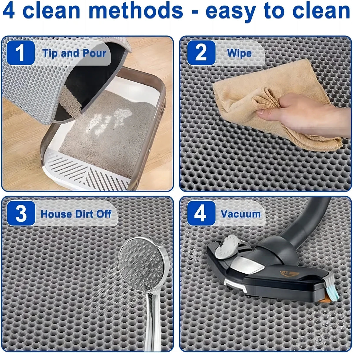 Extra Large Cat Litter Mat Heavy Duty Waterproof 2 Layer Non Slip Washable Pet Floor Protector Litter Box Sand Stopper