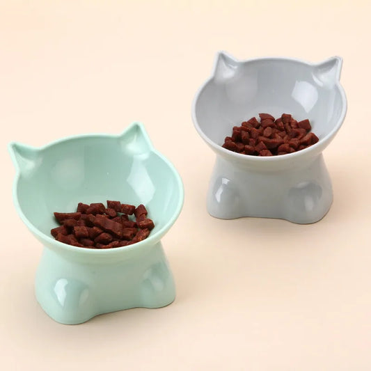 Cute cat bowl tilted high-legged cat bowl cat eating bowl cat food bowl black water bowl cat food bowl dog bowl