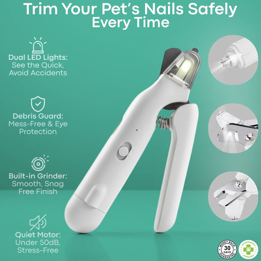 SafeTrim | LED Pet Nail Clipper for Dogs & Cats, Safe Claw Grooming Tool
