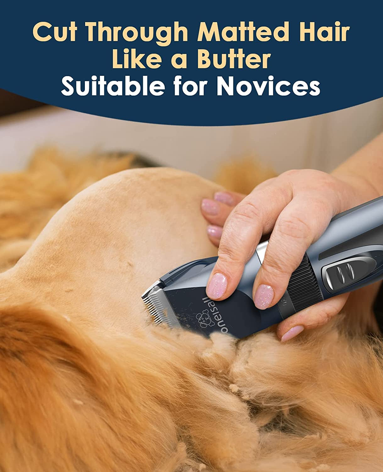 Quiet Cat Clippers for Matted Hair & Long Hair, Cat Shaver | Cordless Cat Grooming Kit, LCD Display, 6 Guard Combs, 240-Min Runtime, 2-Speed Low Noise Trimmer for Cats & Small Dogs
