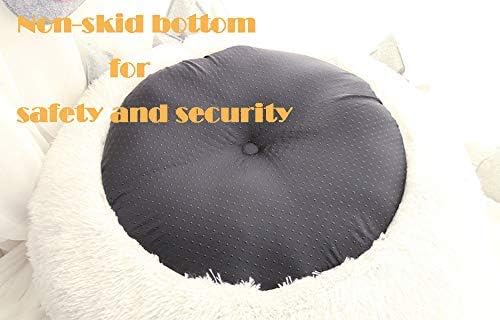 Modern Soft Plush Round Pet Bed for Cats or Small Dogs, Mini Medium Sized Dog Cat Bed Self Warming Autumn Winter Indoor Snooze Sleeping Cozy Kitty Teddy Kennel (20''D x 8'' H, Dark Grey)