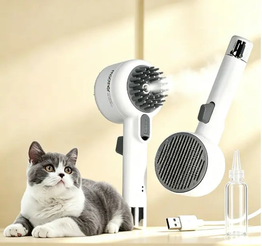 Fresh Fur Shower Brush,2 in 1 Pet Steam Brush,Spray Hair Removal Comb for Cats ＆ Dogs - Deshedding＆ Grooming