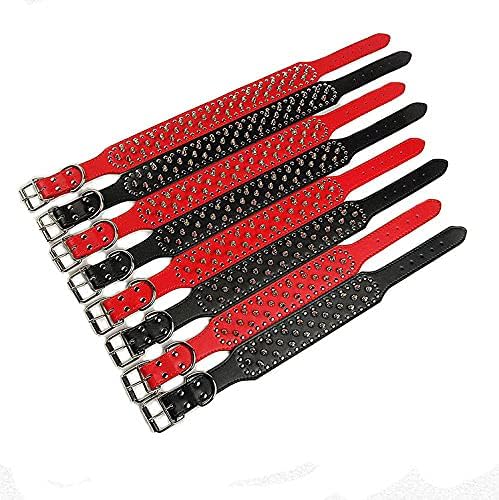 BONAWEN Leather Dog Collar Studded Dog Collar with Spikes for Large Medium Dogs,2" Width