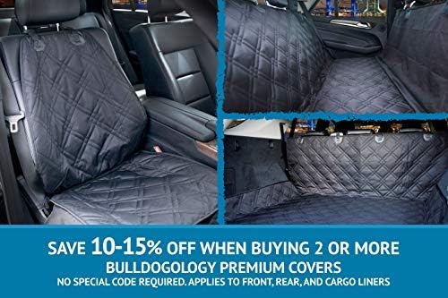 Bulldogology Dog Car Seat Cover For Back Seat - Waterproof Dog Car Seat Cover SUV - Car Seat Cover for Dogs - Back Seat Protector for Dog - Dog Hammock for Car, Dog Seat Cover For Truck (Large, Black)