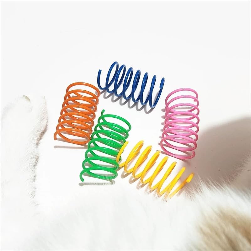 Cat Spring Toys - 5 Color Bundle | Durable Plastic Interactive Toy for Indoor Kittens to Hunt, Bite, Self-Play(10Pcs)