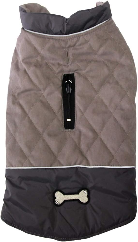 Vecomfy Reversible Dog Coats for Small Dogs Waterproof Warm Puppy Jacket for Cold Winter,Grey S