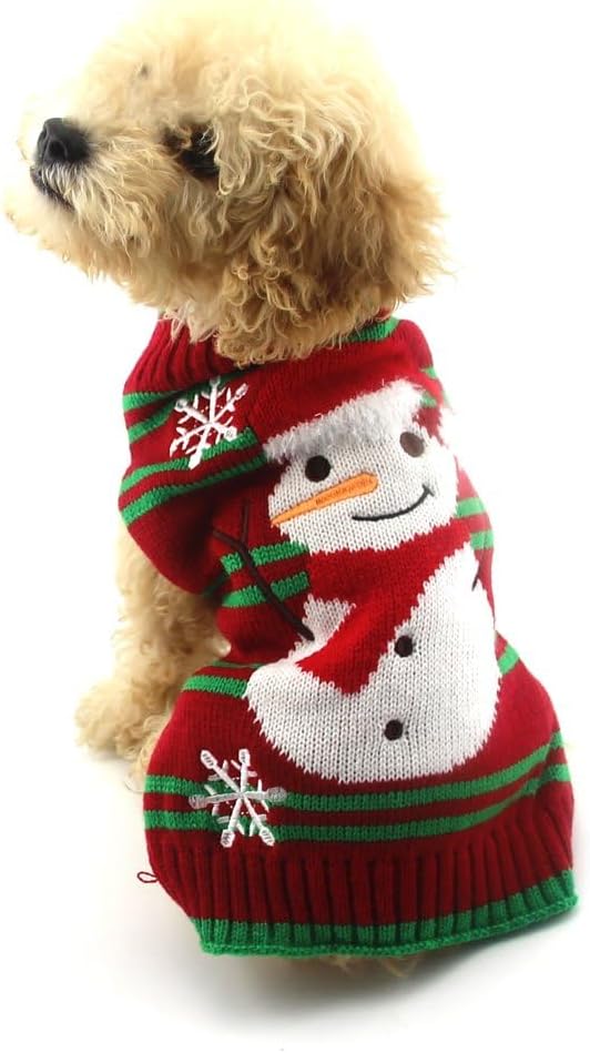 NACOCO Dog Snow Sweater - Snowman Holiday Pet Clothes for Small Dogs and Cats - Christmas Xmas New Year (Snowman, M)