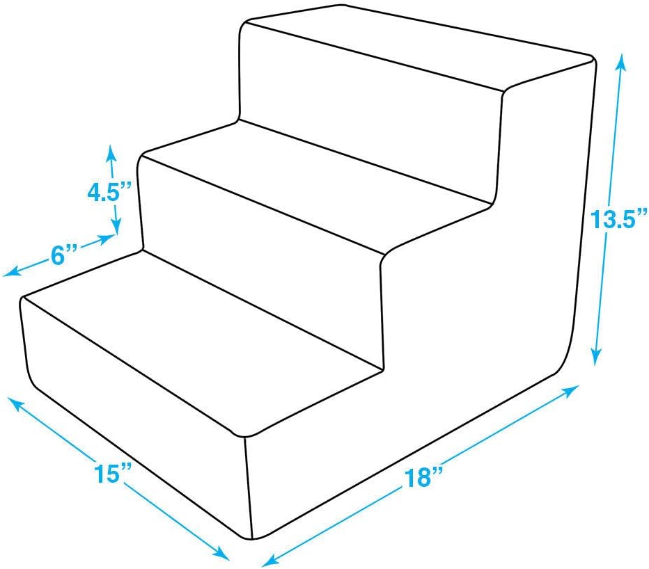 Best Pet Supplies Dog Stairs & Steps - Foam Steps for Small Dogs & Cats, Non-Slip Indoor Balanced Pet Step Support, Dog Ramp, No Assembly, Paw Print on Beige, 3-Step (13.5-inch Height)