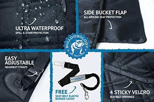 Bulldogology Dog Car Seat Cover For Back Seat - Waterproof Dog Car Seat Cover SUV - Car Seat Cover for Dogs - Back Seat Protector for Dog - Dog Hammock for Car, Dog Seat Cover For Truck (Large, Black)