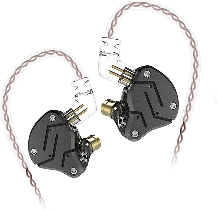 KZ ZSN Earphone in Ears Monitor with 1BA and 1DD, KZ High Fidelity in Ear Headphone Earbuds with 0.75mm 2 pin Cable, 1 Dynamic and 1 Balanced Armature Driver KZ Headphone (Black, NO Mic)