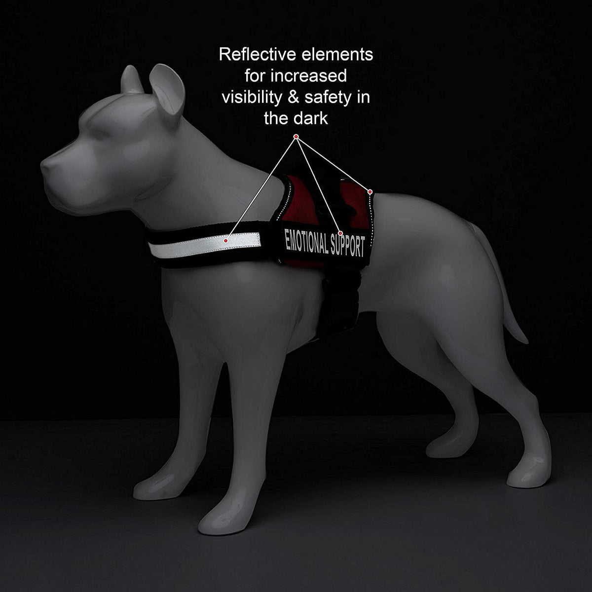 Emotional Support Dog Vest Harness With Reflective Straps, Interchangeable Patches, & Top Mount Handle - ESA Dog Vest in 8 Adjustable Sizes - Heavy Duty Emotional Support Dog Harness for Working Dogs