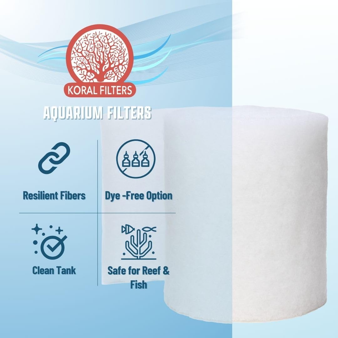 Premium Aquarium Filter Media Pad - Cut-to-Fit Roll, Fresh and Saltwater Safe, Blue & Dye-Free Options, Made in USA (Dye Free, 12"x120" (10 ft) x 0.75")