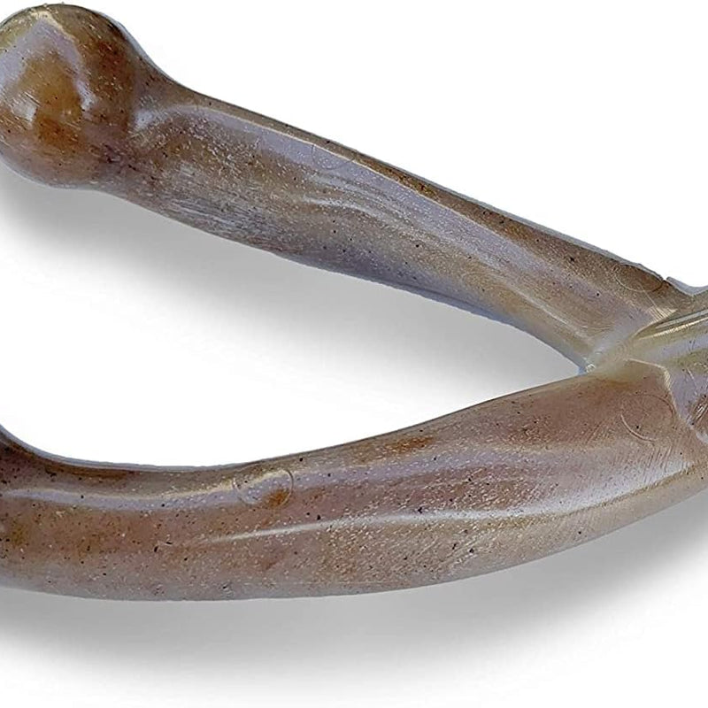 Pet Qwerks Wishbone BarkBone - Nylon Chew Toy for Aggressive Chewers - Bacon Flavor - 5.38"