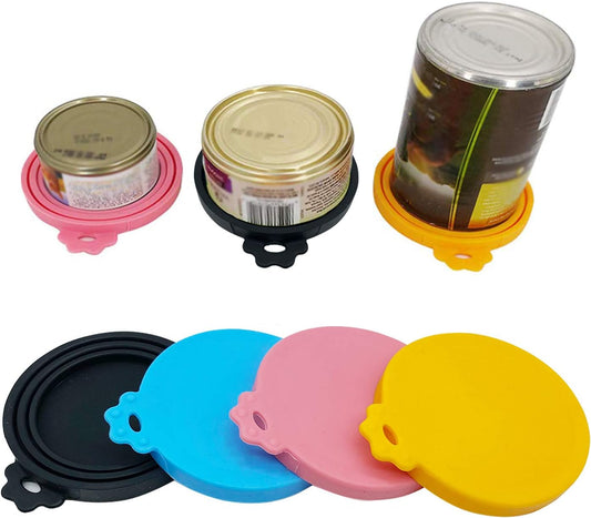 Food Can Covers/4 Pack/Universal BPA Free Silicone Dog Cat Tin Lids for Dog and Cat Food/Fits All Standard Size Can Tops for Pet Food Storage(Mix Color1)