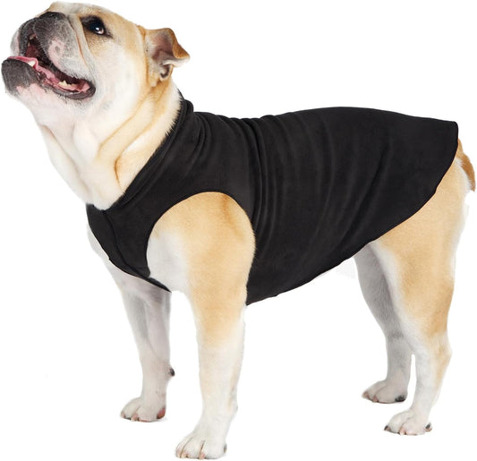 Goldpaw Stretch Fleece Dog Sweater - with Spandex for 4-Way Stretch - Soft, Comfortable Dog Coat - Machine Washable - Made in the USA - Black - Size 12