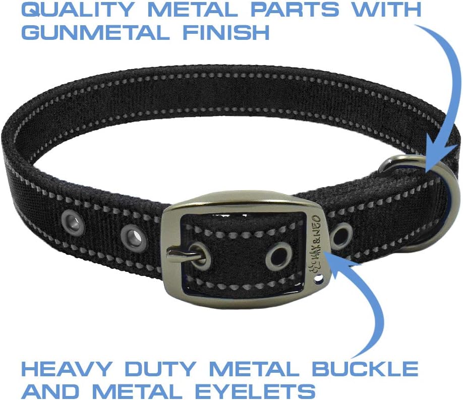 Max and Neo MAX Reflective Metal Buckle Dog Collar - We Donate a Collar to a Dog Rescue for Every Collar Sold