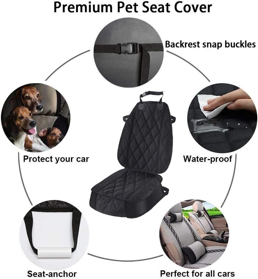 AsFrost Dog Seat Cover Cars Trucks SUVs, Thick 600D Waterproof Pet Car Seat Cover Dog, Heavy Duty & Wear-Resistant Durable Nonslip Backing with Side Flaps, Scratchproof Dog Front Seat Cover