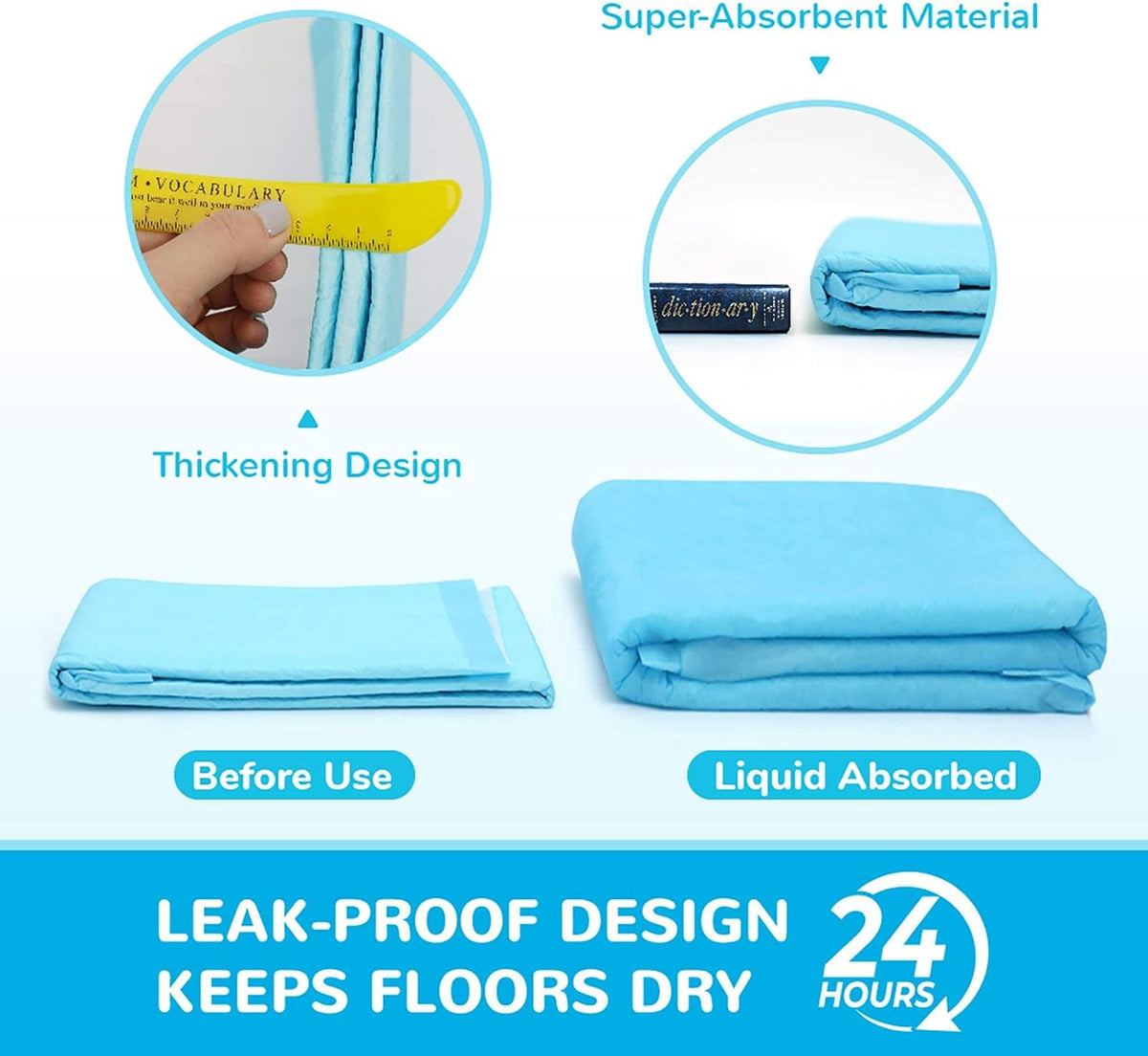 120-Count Extra Large Dog Pee Pads Puppy Pads XL, Thicker Design for Super Absorbent and Leak Proof Dog Pads, Disposable Potty Training Pads for Dogs, 28x34 Inches (Blue)