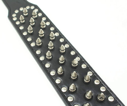 BONAWEN Leather Dog Collar Studded Dog Collar with Spikes for Large Medium Dogs,2" Width