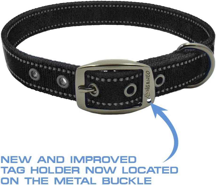 Max and Neo MAX Reflective Metal Buckle Dog Collar - We Donate a Collar to a Dog Rescue for Every Collar Sold