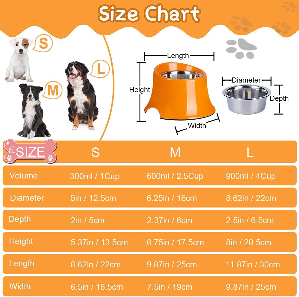 Super Design Elevated Dog Bowl Raised Dog Feeder for Food and Water, Non Spill Edges & Non Skid Sturdy Melamine Stand, Reduce Neck Stress, Less Regurgitating and Vomiting