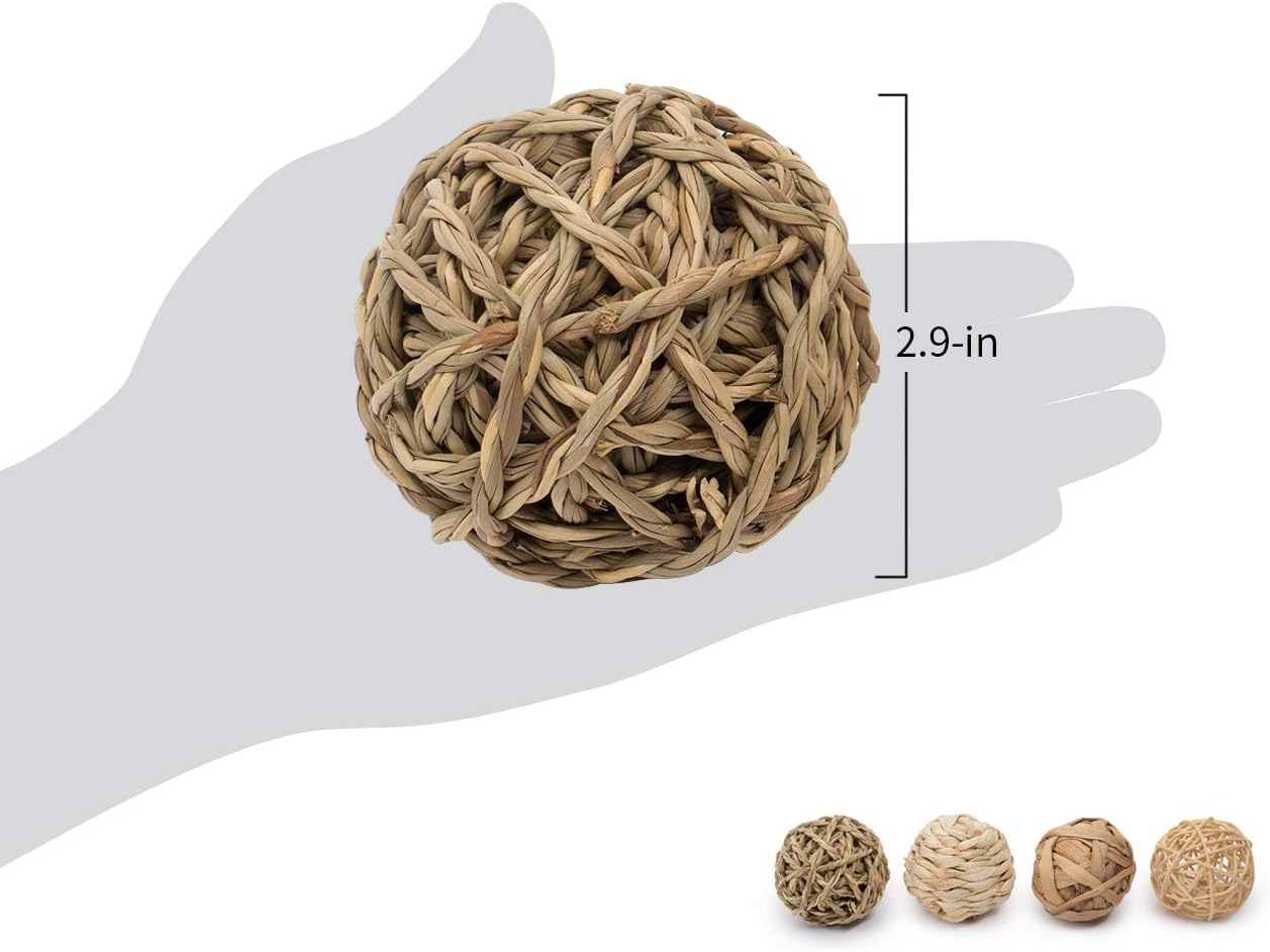 Niteangel Natural Chew Activity Toys Fun Safe Hay Grass Pet Balls for Chinchilla Guinea Pig Rats Rabbits Hamster Gerbil Degu Bunny and Other Small Animals