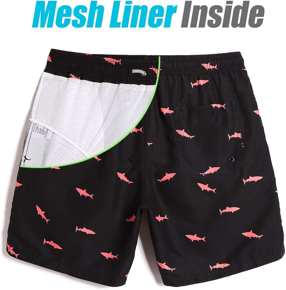 maamgic Mens Swim Trunks Quick Dry Swim Shorts with Mesh Lining Funny Swimwear Bathing Suits 7inch