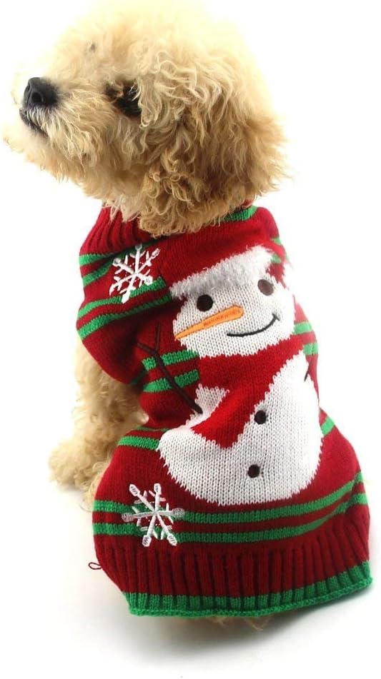 NACOCO Dog Snow Sweaters - Xmas, New Year & Christmas Sweaters for Small Dog and Cat (Snowman, XXS)