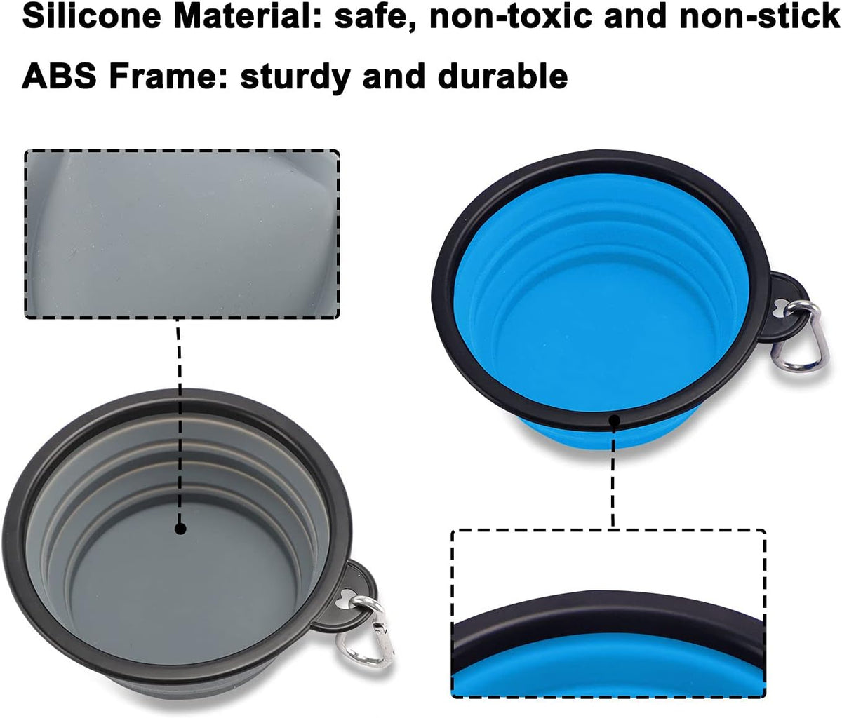 Expandable Dog Bowls for Travel, 2-Pack Dog Portable Water Bowl for Dogs Cats Pet Foldable Feeding Watering Dish for Traveling Camping Walking with 2 Carabiners, BPA Free