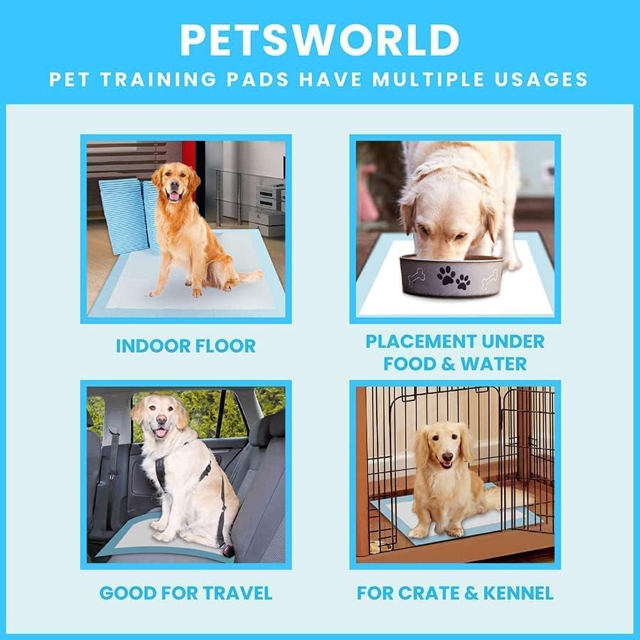 PetsWorld 2XL Dog Pee Pads 28"x44" 100 Count – Extra Large Pet Pee Pads for Dogs & Puppies, Heavy Duty Leak-Proof Dog Training Pads, Super Absorbent Quick-Dry Potty Pads with Odor Control