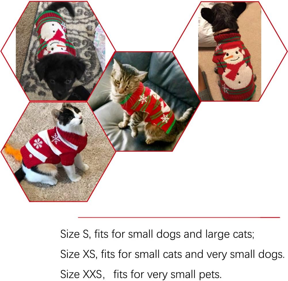 NACOCO Dog Snow Sweaters - Xmas, New Year & Christmas Sweaters for Small Dog and Cat (Snowman, XXS)