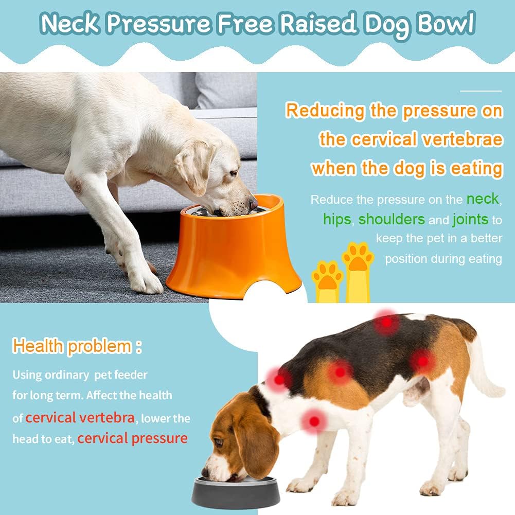 Super Design Elevated Dog Bowl Raised Dog Feeder for Food and Water, Non Spill Edges & Non Skid Sturdy Melamine Stand, Reduce Neck Stress, Less Regurgitating and Vomiting