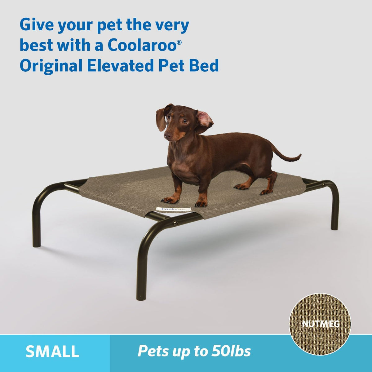 Coolaroo The Original Cooling Elevated Pet Bed, Small, Nutmeg