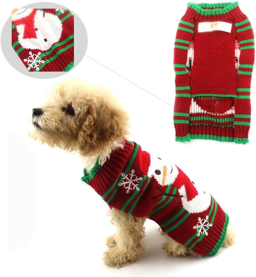 NACOCO Dog Snow Sweater - Snowman Holiday Pet Clothes for Small Dogs and Cats - Christmas Xmas New Year (Snowman, M)