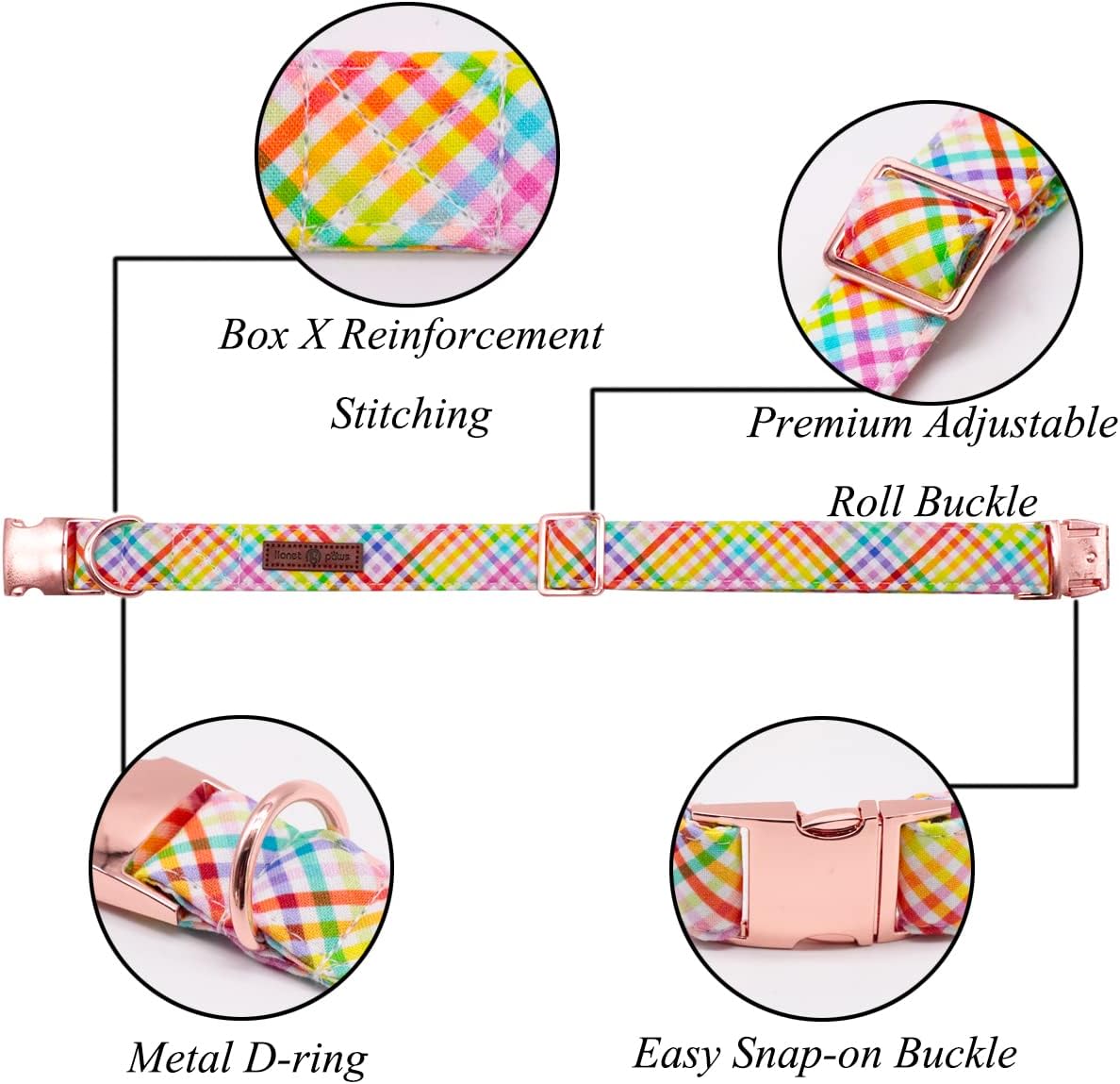 Lionet Paws Easter Dog Collar with Bowtie - Colorful Cute Cotton Bowtie Dog Collar with Metal Buckle for Large Dog Girl Boy, L, Neck 16-24in