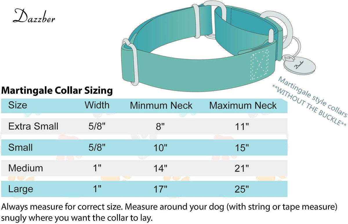 Dazzber Martingale Collar Dog Collar No Pull Pet Collar Heavy Duty Dog Martingale Collars Silky Soft with Unique Pattern for Medium and Large Dogs