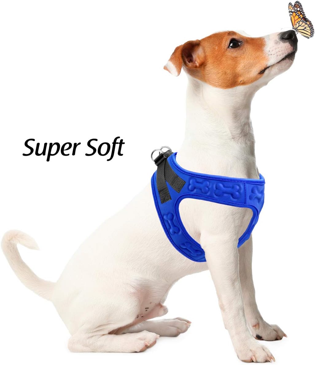 Metric USA Comfort fit Dog Harness Easy to Put-on Comfortable Adjustable Step in Soft Padded Dog Vest Harnesses for Small and Medium Dogs Under 30 lbs, Blue, M, Chest 18-20"