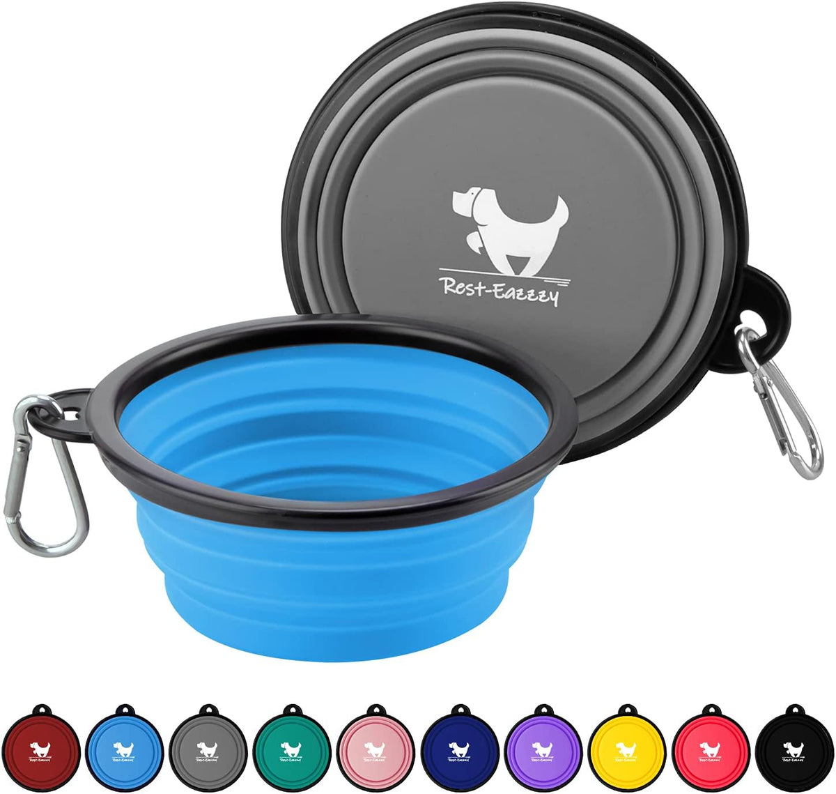 Expandable Dog Bowls for Travel, 2-Pack Dog Portable Water Bowl for Dogs Cats Pet Foldable Feeding Watering Dish for Traveling Camping Walking with 2 Carabiners, BPA Free