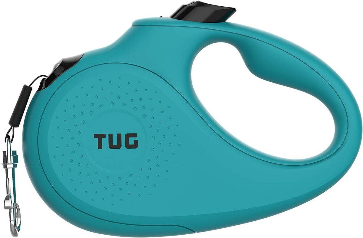 TUG Monochrome 360° Tangle-Free Retractable Dog Leash | 16 ft Strong Nylon Tape (Small, Aqua)