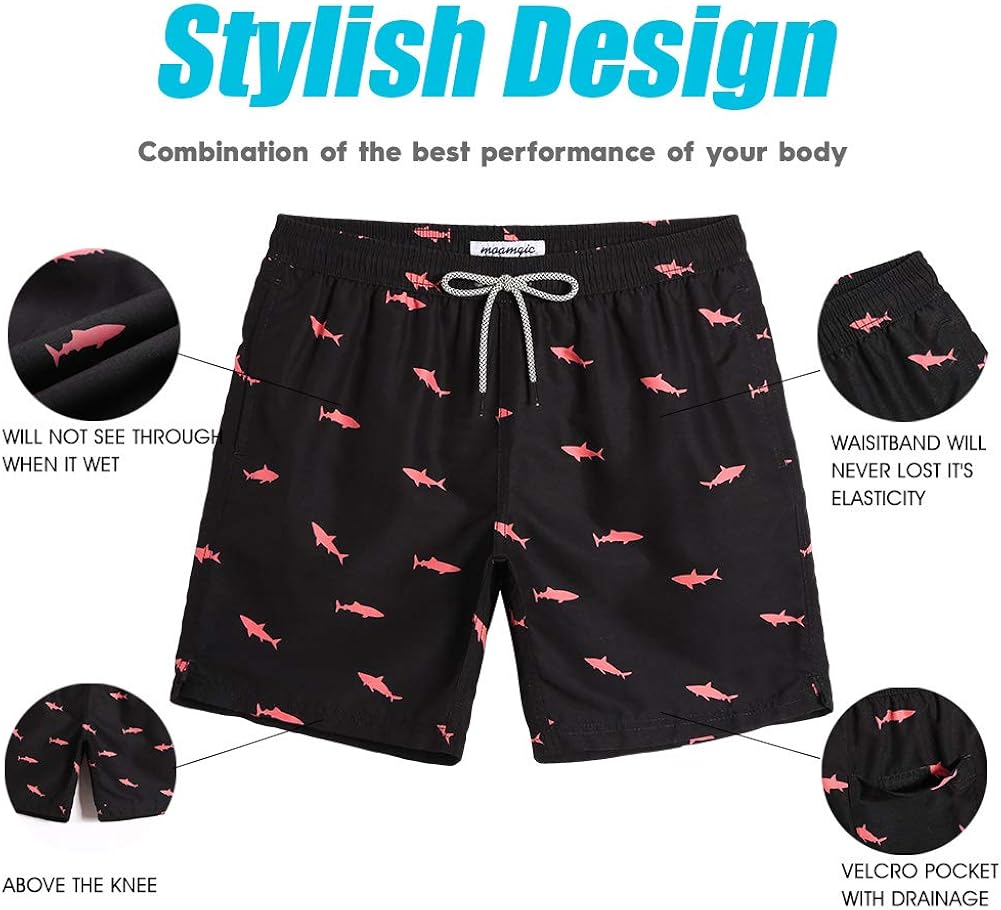 maamgic Mens Swim Trunks Quick Dry Swim Shorts with Mesh Lining Funny Swimwear Bathing Suits 7inch