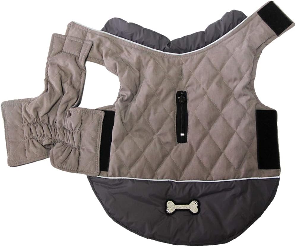 Vecomfy Reversible Dog Coats for Small Dogs Waterproof Warm Puppy Jacket for Cold Winter,Grey S