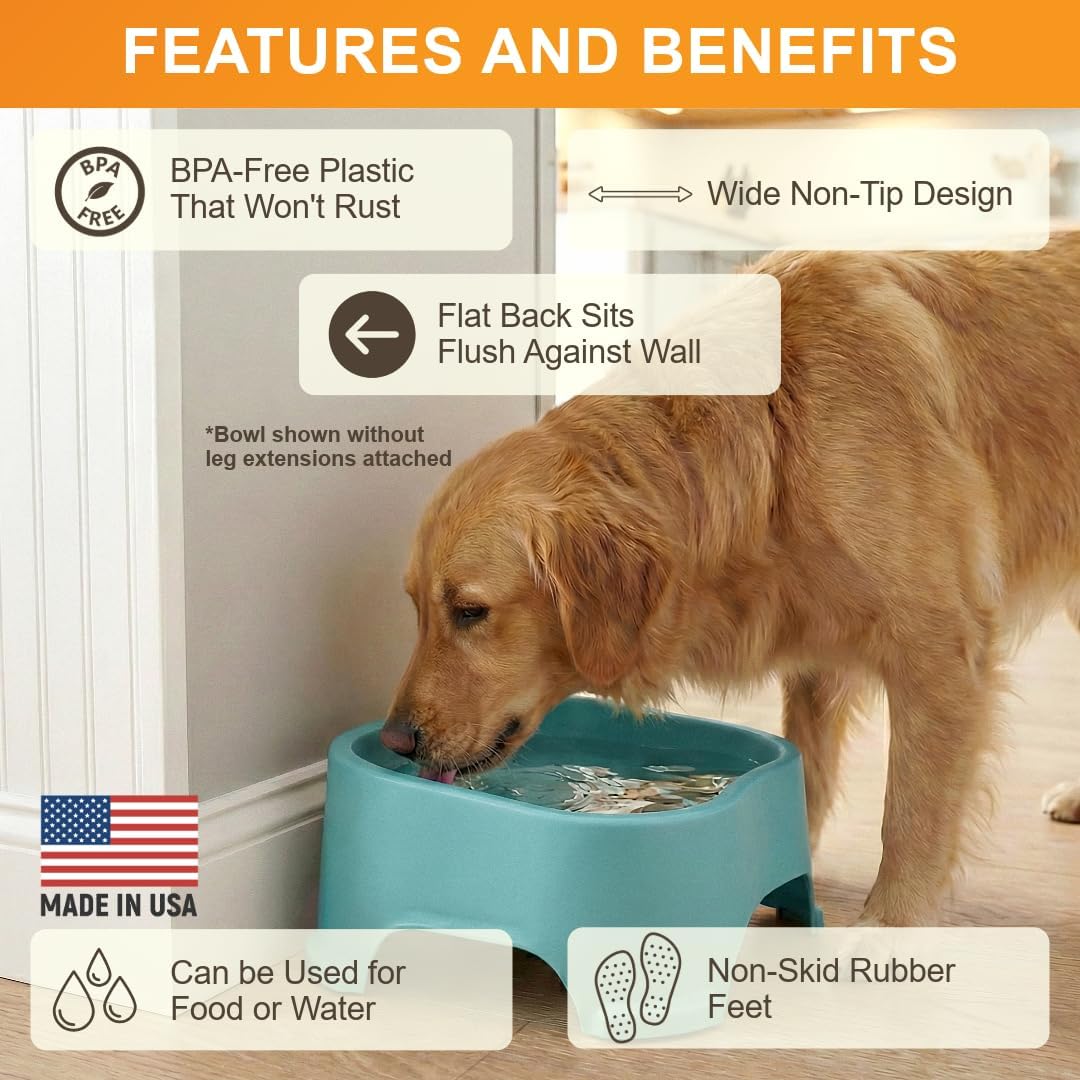 Neater Pet Brands Extra Large Water Bowl for Dogs, Elevated Outdoor Dog Water Bowl (2.25 Gallon XL Capacity), Big Trough Style Food Dish for Indoors or Outside, No Spill Large Dog Bowls, Aquamarine