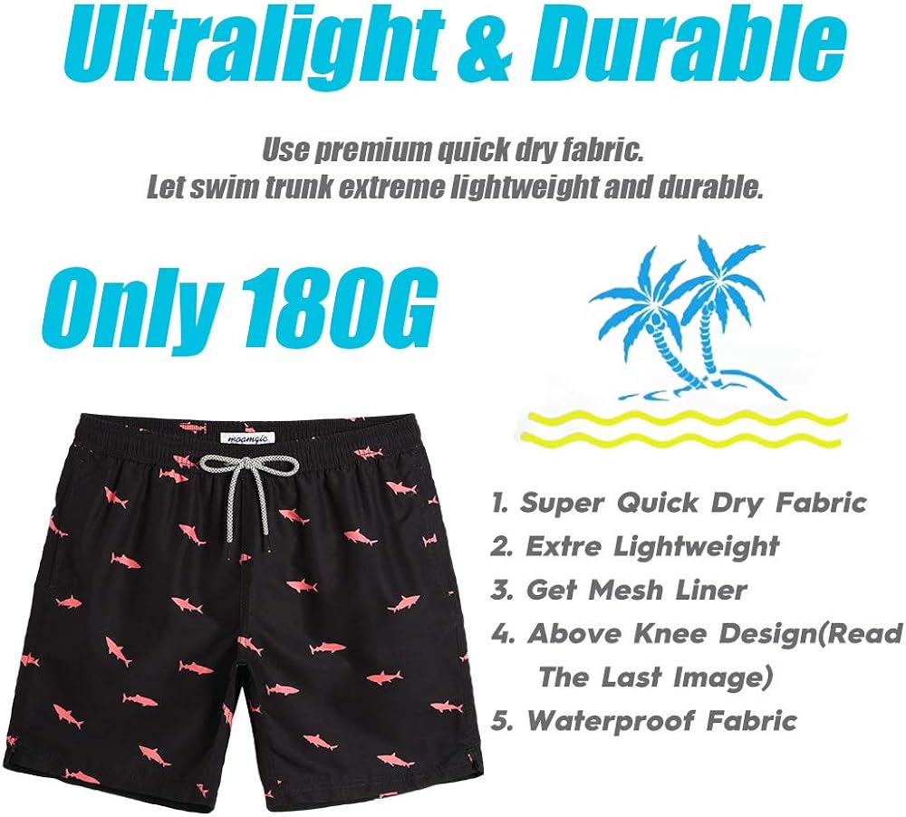 maamgic Mens Swim Trunks Quick Dry Swim Shorts with Mesh Lining Funny Swimwear Bathing Suits 7inch